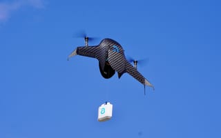 Airbound's drone making a delivery,