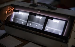 A close-up of industrial radiography technology.