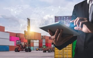 Person uses supply chain software.