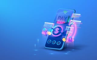smartphone with cash register icons overlayed