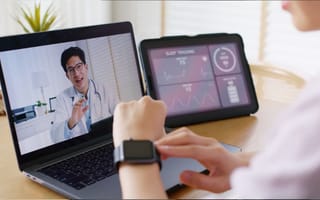 doctor talking to patient via smartwatch