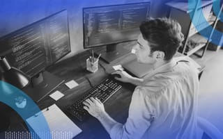 Developer working on code with vim