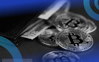 Wallet with blockchain coins spilling out