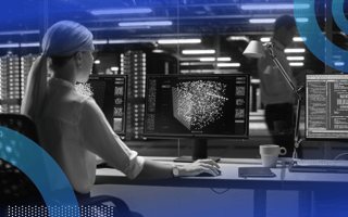Data scientist working with big data on computer