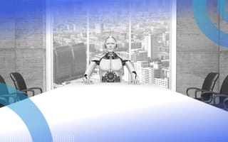 robot at the head of a boardroom table