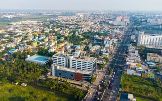 An aerial photo of the Chennai skyline.