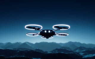 Drone flies over mountain.
