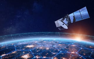 A satellite orbiting Earth is pictured.