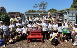 GoodRx team members posing for a group photo during a volunteer day in NYC