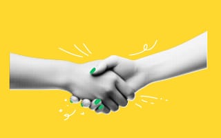 Illustration of a handshake between two people, symbolizing an agreement between a company representative and a customer