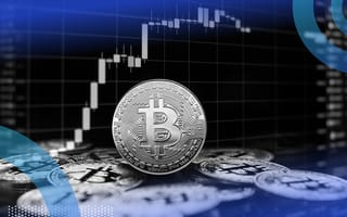 Bitcoin with rising chart indicating growth