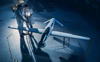 Engineers work on new drone.