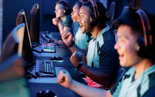 E-sports team in competition.