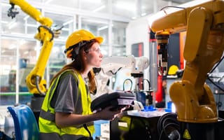human worker and robots