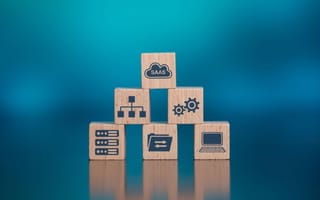 wooden blocks on blue background