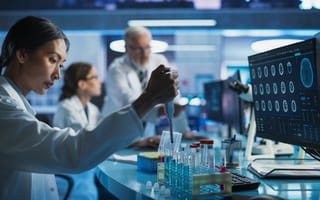 A biotechnologist with a dropper is pictured conducting research.