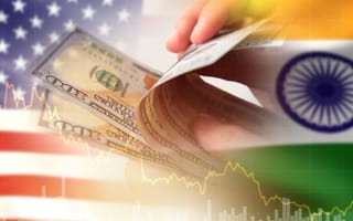 Indian and American flags with USD
