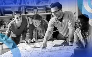 Marketing team reviewing strategy during a meeting