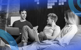 Agile software development team brainstorming