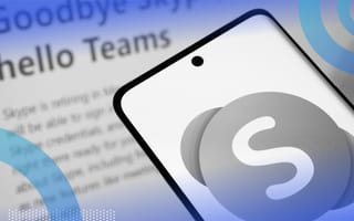 A smartphone with the Skype logo in front of a news item about its closure