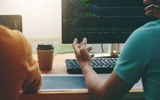 a person working at a computer screen