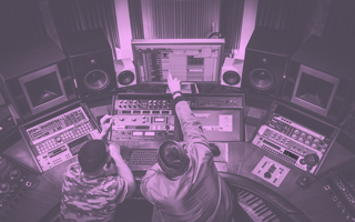 Producers refining a music track