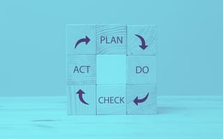 Wooden blocks showing the PDCA cycle, PDCA plan do check act