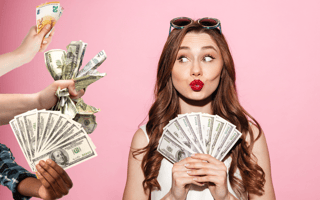 woman with cash