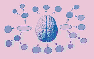 Concept art of a brain with nodes and arrows around it mind mapping software tools