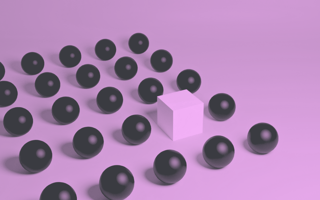 A Guide to Outlier Detection in Python a pink cube standing amongst group of black spheres
