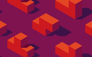 Red Tetris-shaped blocks on a purple background