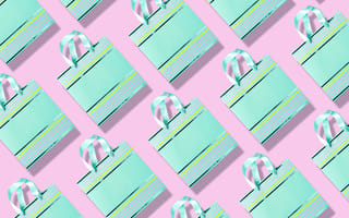 pastel-colored shopping bags arranged in a pattern