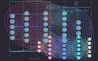 Green and pink mathematical matrix on a black background