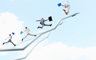 Sales Graphic People Running Upward Trajectory