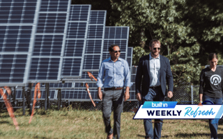 arcadia reps walk in front of solar panels, DC weekly refresh