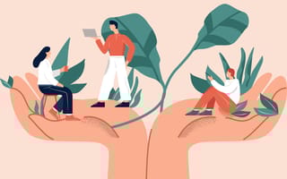 hands cradling employees growth and wellness concept