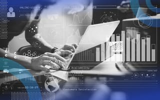 Get Started With AI Using Scikit-Learn scikit-learn programmer's hands visible at laptop with overlay of data visualizations
