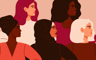 A diverse group of women proudly looking towards their impact in tech.