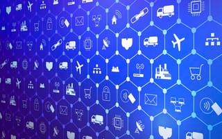 Interconnected icons of different industries and how their big data is used to generate value from their own IOT.