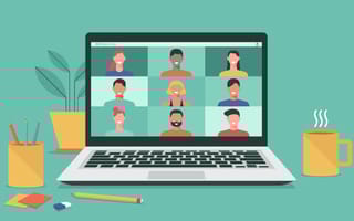 Illustrated image of a laptop displaying a video call in progress