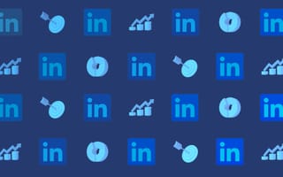 The Linkedin logo and sales reps icons placed in a pattern.