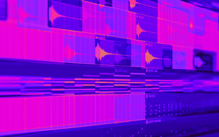 AI music generation software creating the next hit in a digital audio workspace.