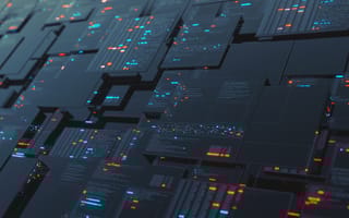 An array of 3D rendered data science portfolios displaying data science projects.