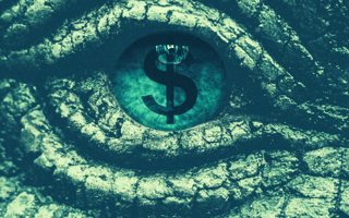 A close up of a t-rex eye with its next moonshot, investment prey in its sight.