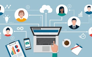 individual workers connected digitally remote work concept