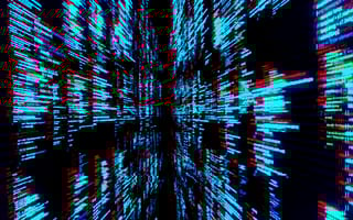 Walls of code produced in an extreme programming environment fading into the distance.