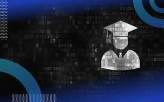 An iconographic representation of a person in a graduation cap and gown is overlaid with numbers and letters to symbolize data. /data-science/data-scientist-practitioner-insights