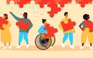 Want to Make Tech a Better Place? Start With Inclusive Recruiting. A group of diverse people with large puzzle pieces looking for a place to work where their pieces fit.