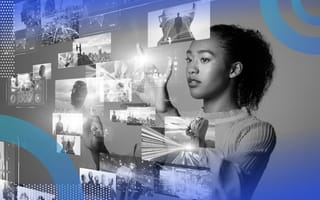 A person looks at multiple screens of content