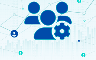 Analytics intersecting with people icons.